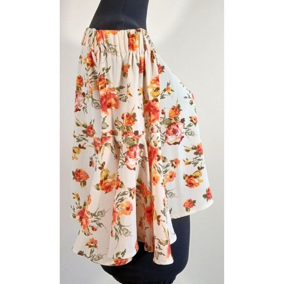 Love-J Long Sleeve Blouse Long sleeves, off the shoulder, ivory, multi color Sma - Picture 5 of 16